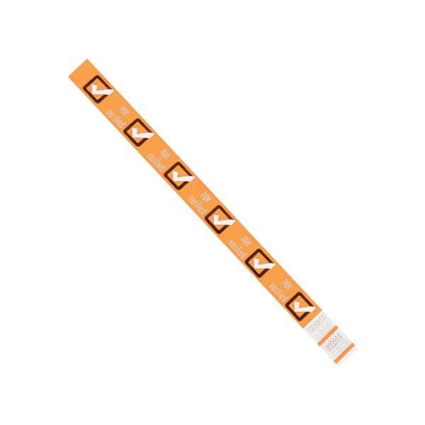 Bsc Preferred 3/4 x 10'' Orange ''Age Verified'' Tyvek Wristbands, 500PK BUY00022008 - main